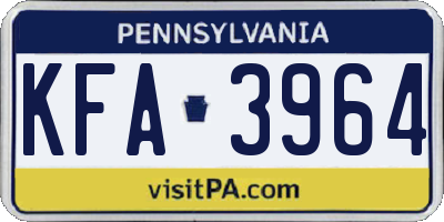 PA license plate KFA3964