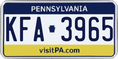 PA license plate KFA3965