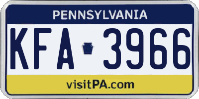 PA license plate KFA3966