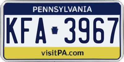 PA license plate KFA3967