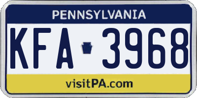 PA license plate KFA3968