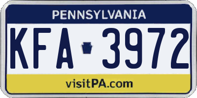 PA license plate KFA3972