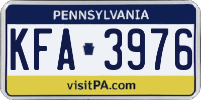 PA license plate KFA3976