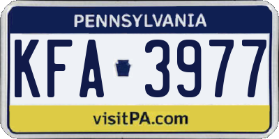 PA license plate KFA3977