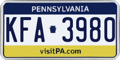 PA license plate KFA3980