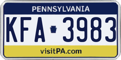 PA license plate KFA3983