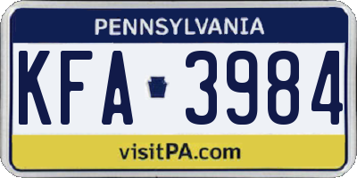 PA license plate KFA3984