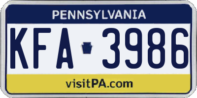 PA license plate KFA3986