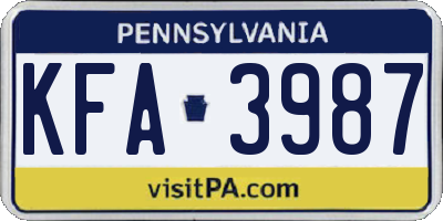 PA license plate KFA3987