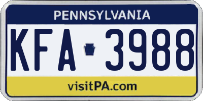 PA license plate KFA3988