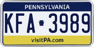 PA license plate KFA3989