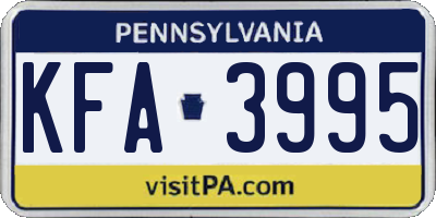 PA license plate KFA3995