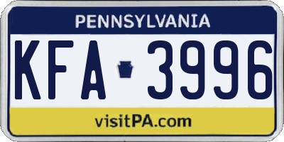 PA license plate KFA3996