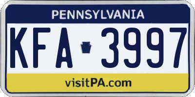 PA license plate KFA3997