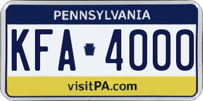 PA license plate KFA4000