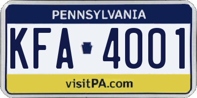 PA license plate KFA4001
