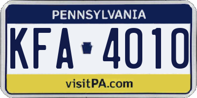 PA license plate KFA4010