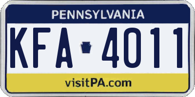 PA license plate KFA4011