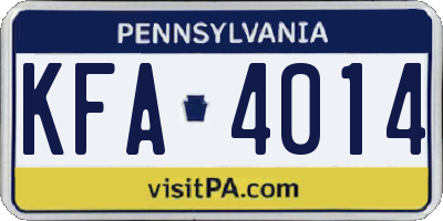 PA license plate KFA4014