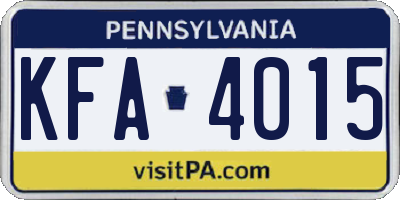 PA license plate KFA4015