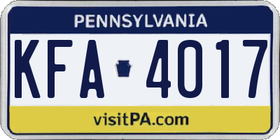 PA license plate KFA4017