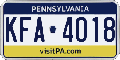 PA license plate KFA4018