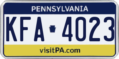 PA license plate KFA4023