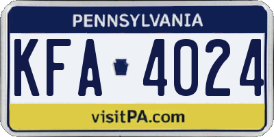 PA license plate KFA4024