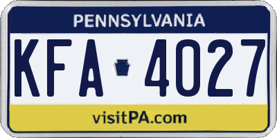 PA license plate KFA4027