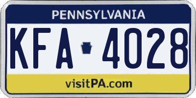 PA license plate KFA4028