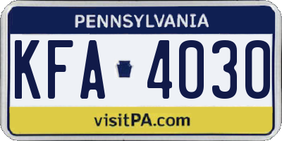 PA license plate KFA4030