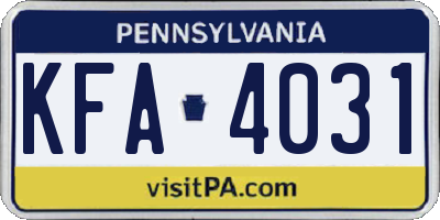 PA license plate KFA4031