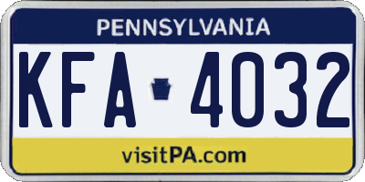 PA license plate KFA4032