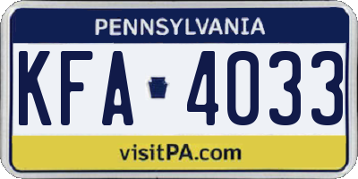 PA license plate KFA4033