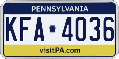 PA license plate KFA4036
