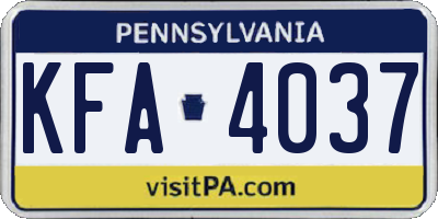 PA license plate KFA4037