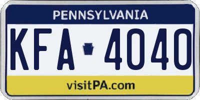 PA license plate KFA4040