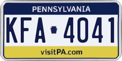 PA license plate KFA4041