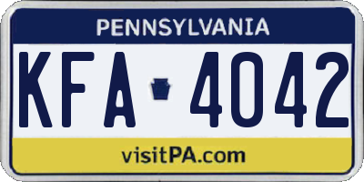 PA license plate KFA4042