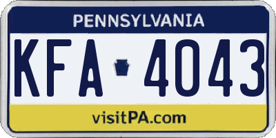 PA license plate KFA4043