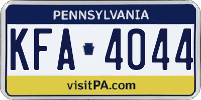 PA license plate KFA4044