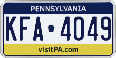 PA license plate KFA4049
