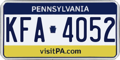 PA license plate KFA4052