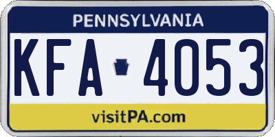 PA license plate KFA4053