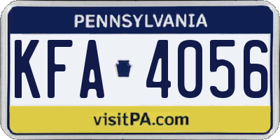 PA license plate KFA4056