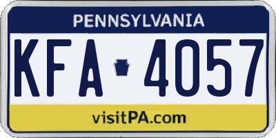 PA license plate KFA4057