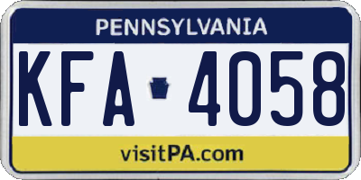 PA license plate KFA4058