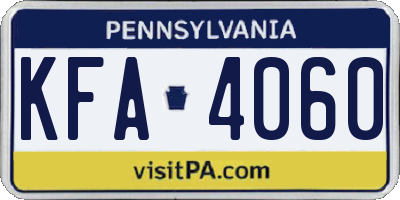 PA license plate KFA4060