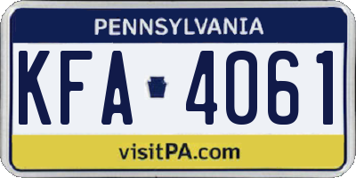 PA license plate KFA4061