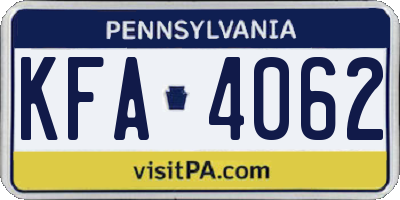PA license plate KFA4062